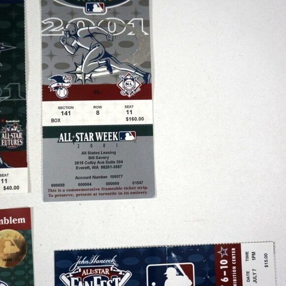2001 SEATTLE MLB ALL STAR GAME HOME RUN DERBY MLB BASEBALL TICKET STUBS ALL WEEK - Picture 4 of 7